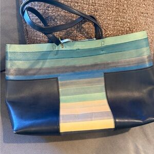 Tory Burch Multicolor Striped Leather Tote